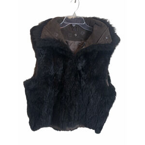 Womens Size Large L FUR Vest New Zealand Opossum Jindo BLACK